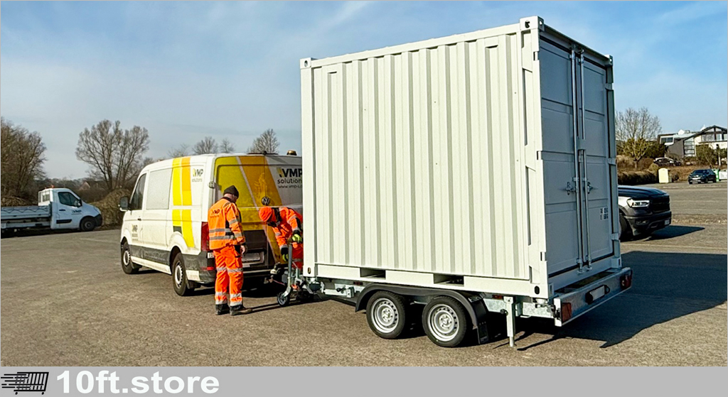 Mobiler Lagercontainer auf Anhänger für Installationsbetrieb – flexible Lösung für Service, Montage und Baustelle